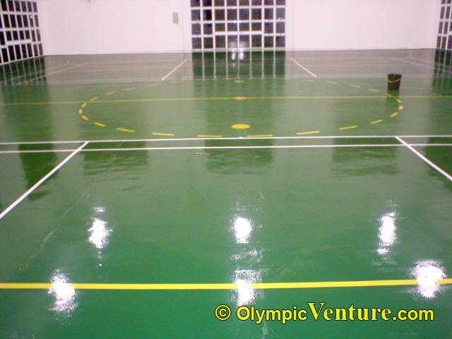 university technology malaysia's rubberized floor with futsal and badminton playing lines