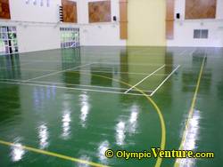 another view of university technology malaysia's rubberized floor with futsal and badminton playing lines