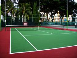 Chinese Recreation Club in Penang's 1 tennis hard court using Plexipave coating system