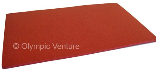 side view of red rubberized floor that comes in rolls.