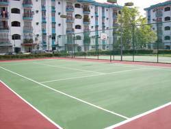 Subang Perdana Condominium's 1 tennis court with Plexipave coating