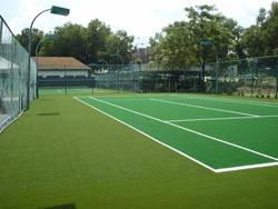 another view of two tennis courts using synhetic turf for Royal Selangor Club in Bukit Kiara, Kuala Lumpur, Selangor.