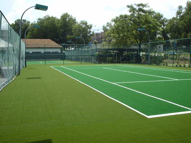 Another view of Two Tennis Courts using Tiger Turf for Royal Selangor Club in Bukit Kiara, Kuala Lumpur